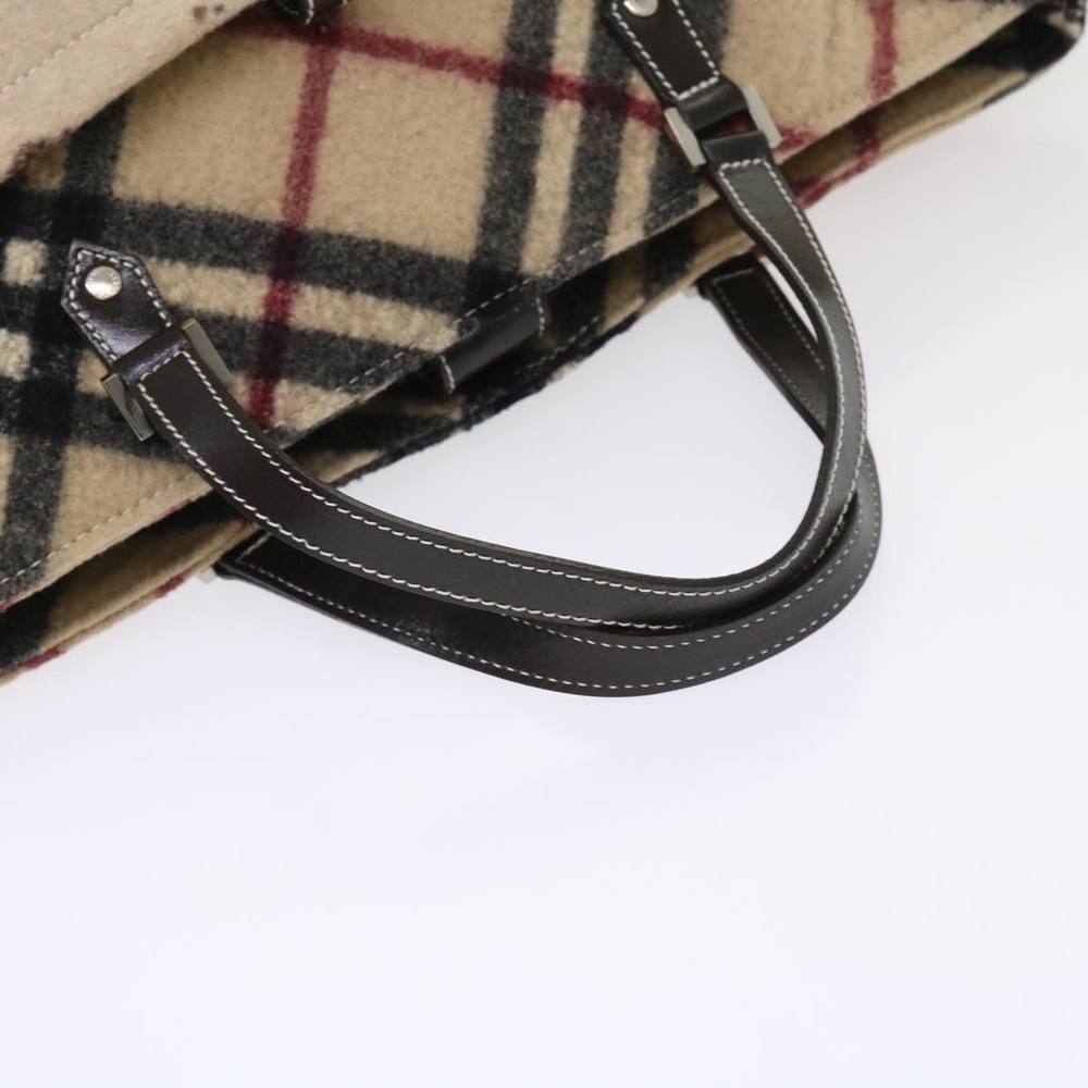 BURBERRY Nova Check Blue Label Tote Bag Wool Beige Auth bs6452 - Picture 7 of 16